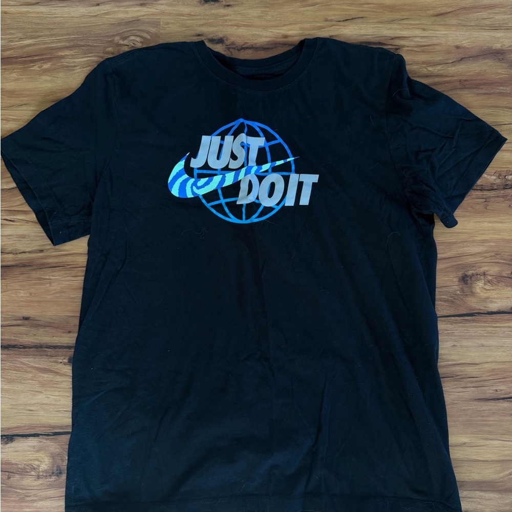 Nike Black and Blue 'Just Do It' Men's T-Shirt